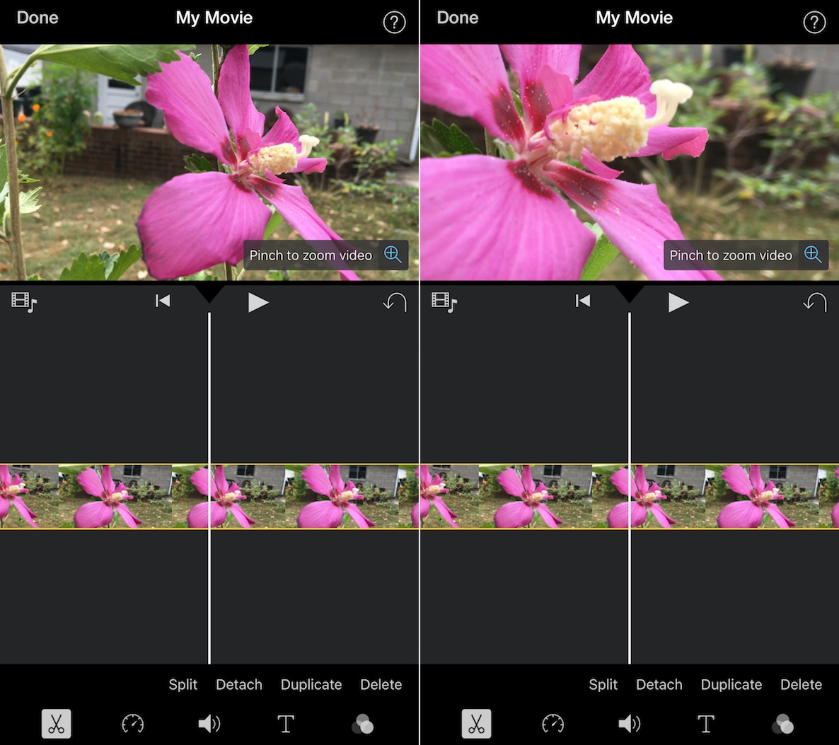 Pinch To Zoom iMovie 4K iOS 9 2