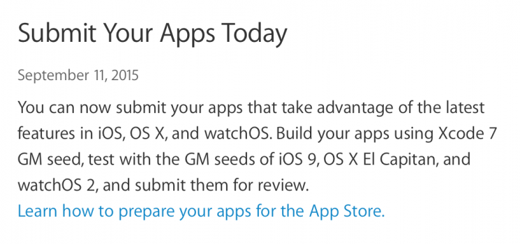 Apple is now asking developers to submit app updates for iOS 9, OS X El ...
