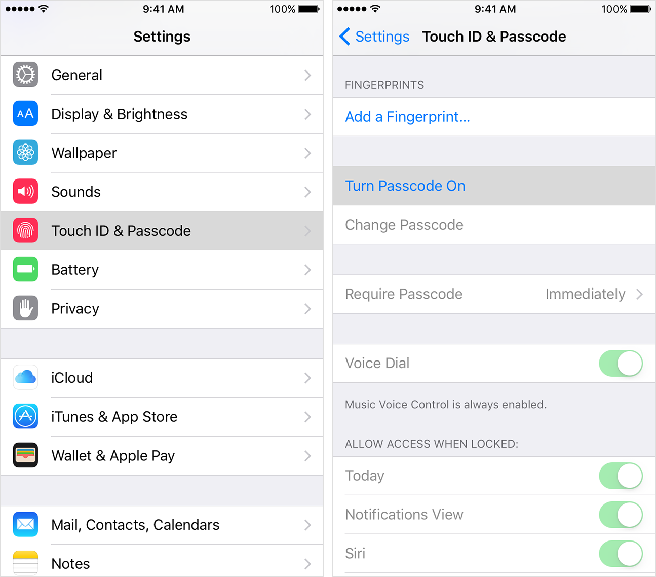 iOS 9 Passcode settings iPhone screenshot 005