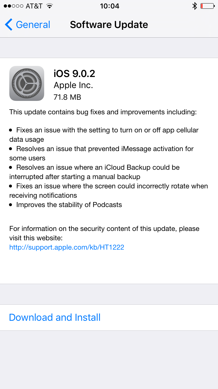 iOS 9.0.2 change log