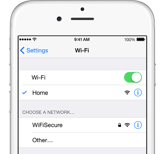 iPhone 6 Wi-Fi settings