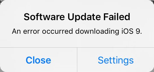 ios 9 software update failed
