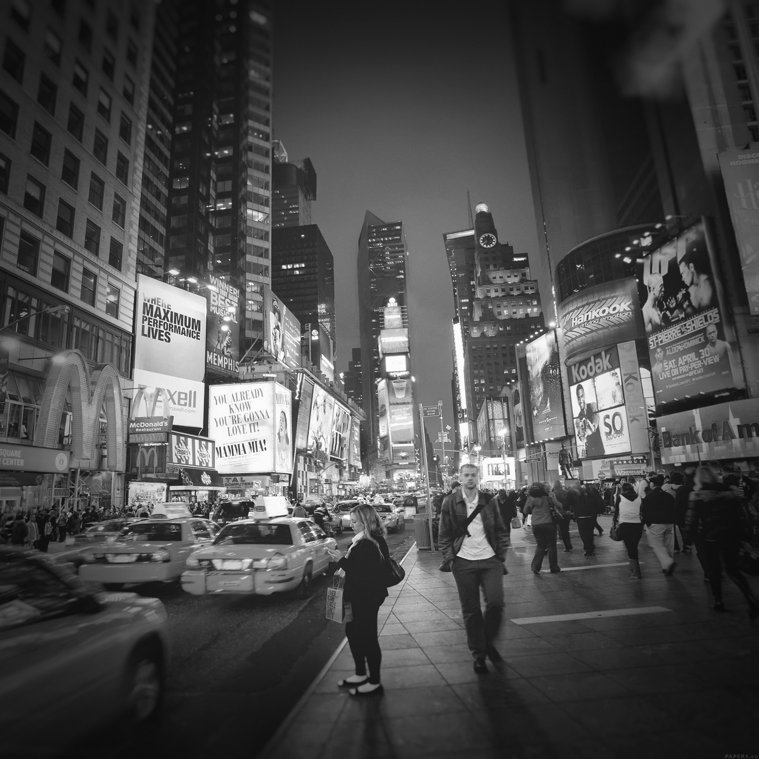 new-york-street-night-city-dark-bw-vignette-9-wallpaper