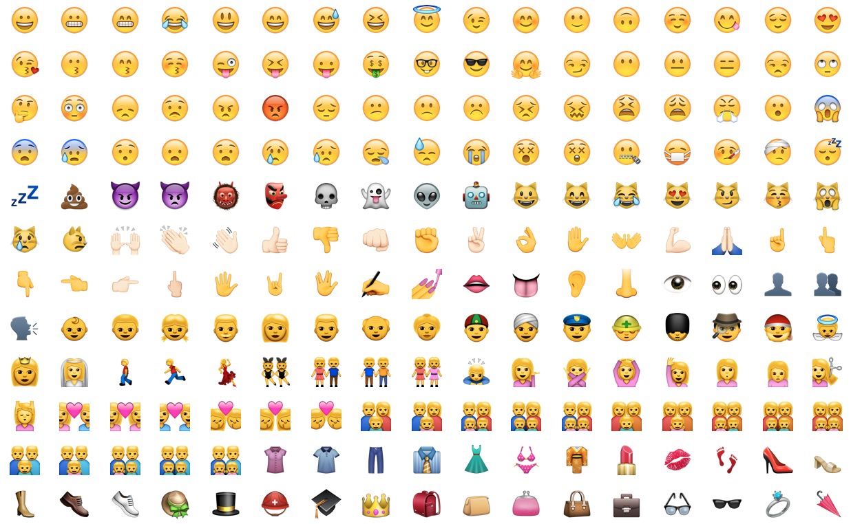 Many emojis on a white background