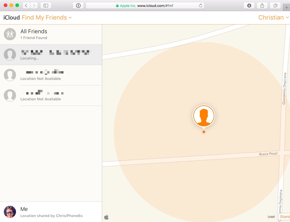 Find My Friends iCloud app web screenshot 001
