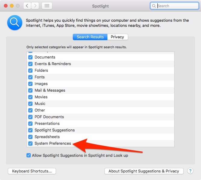 OS X El Capitan System Preferences search Mac screenshot 006