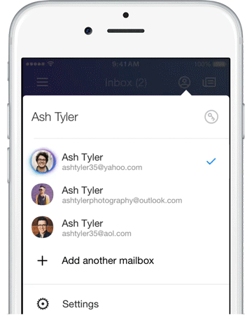Yahoo Mail 4.0 for iOS Multiple Mailboxes GIF animation 001