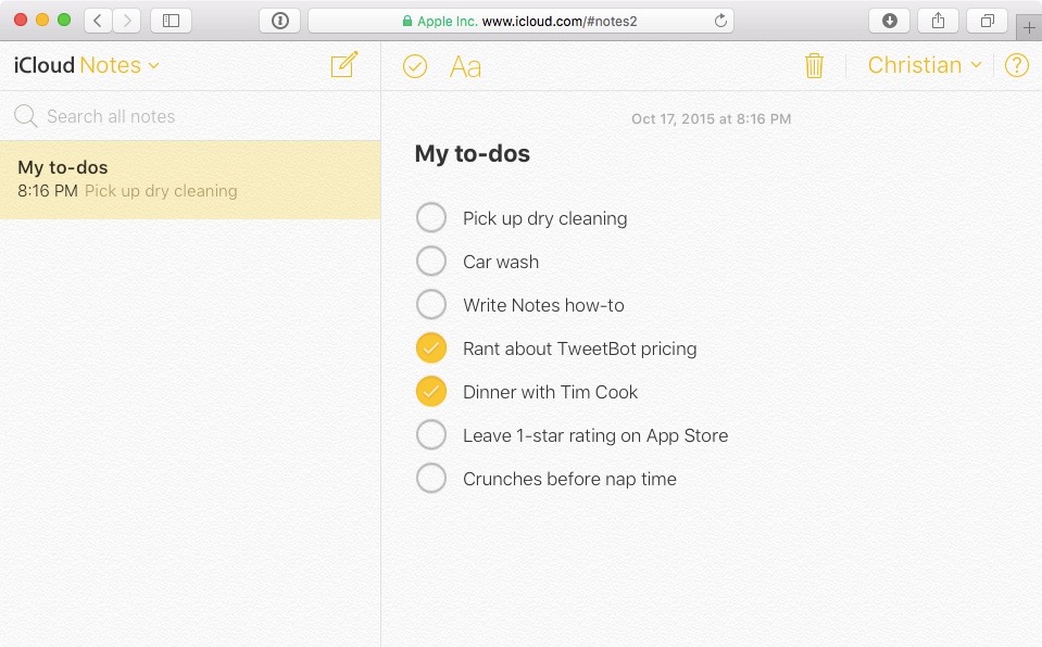 iCloud Notes web screenshot 002