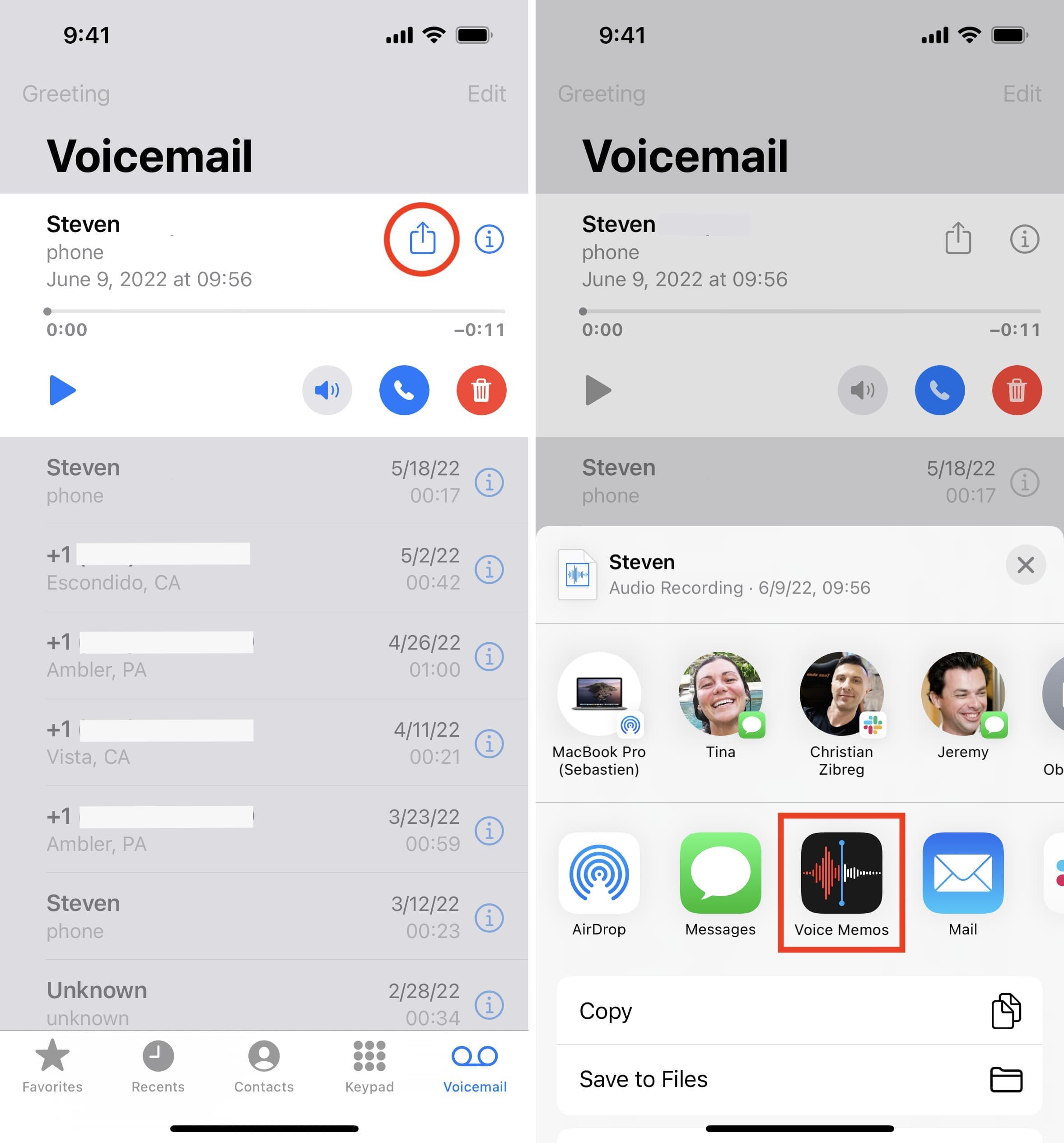 iPhone voicemail to Voice Memos