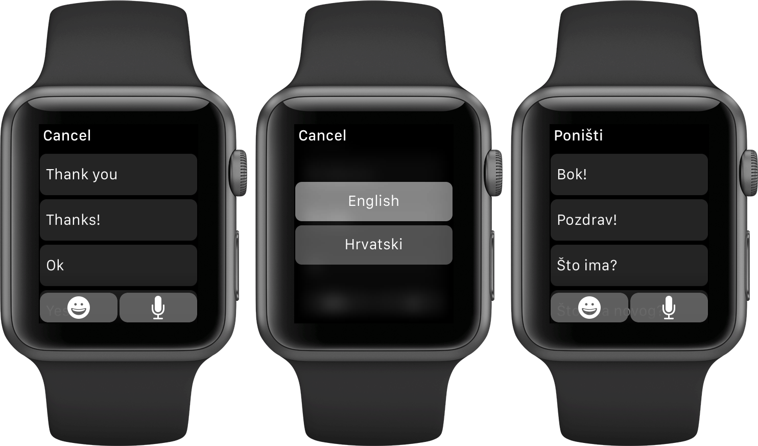 watchOS 2 Messages Default Replies change language Apple Watch screenshot 001