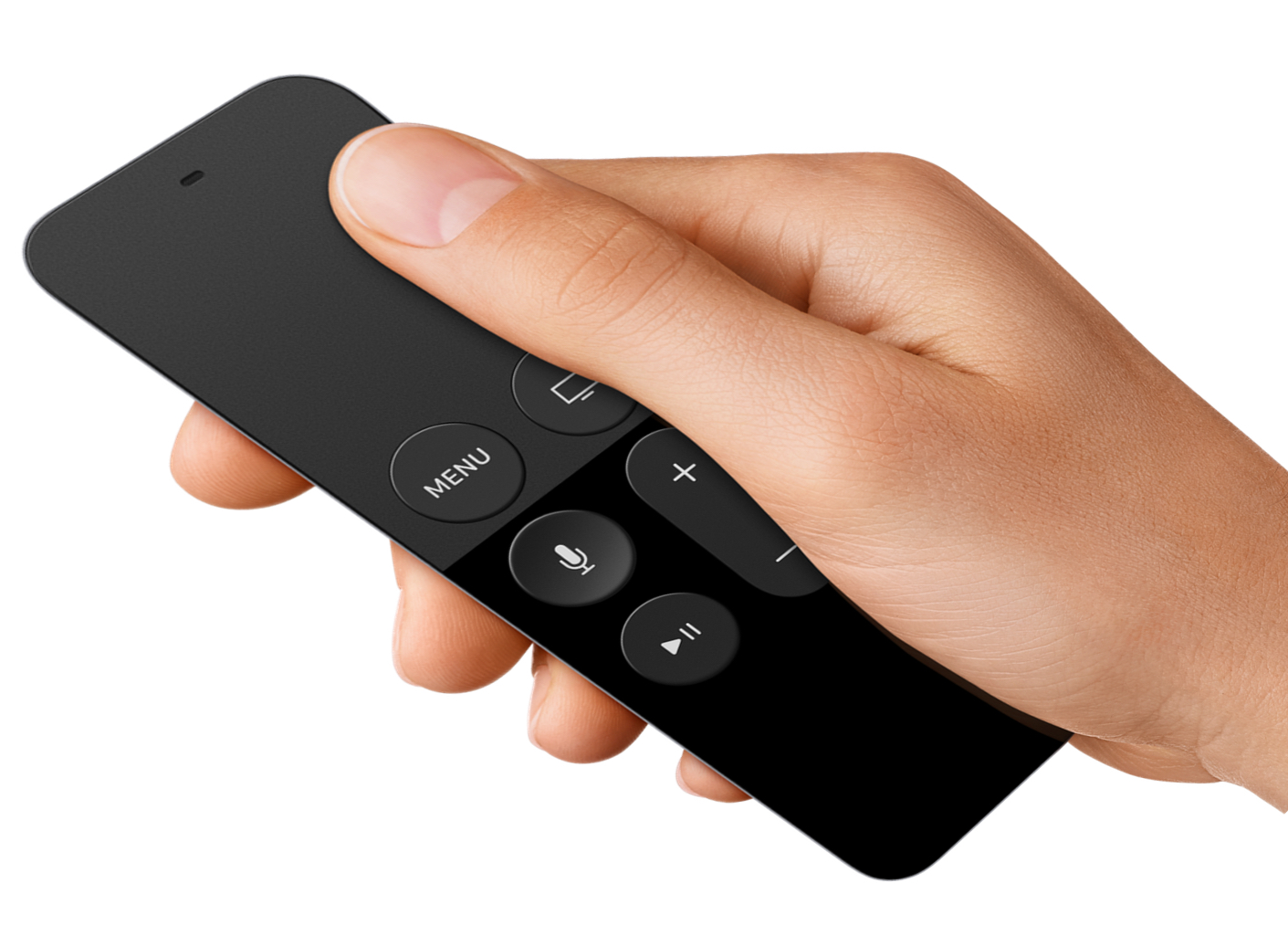 Apple TV Siri remote in hand