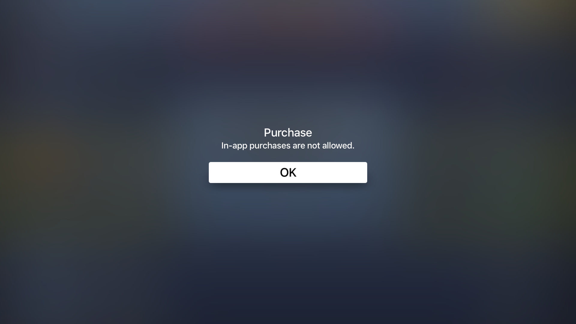 In app purchases not allowed Apple TV