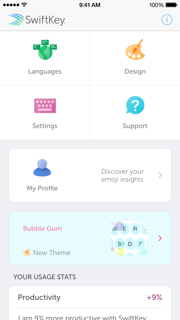 SwiftKey for iOS redesigned settings iPhone screenshot 001