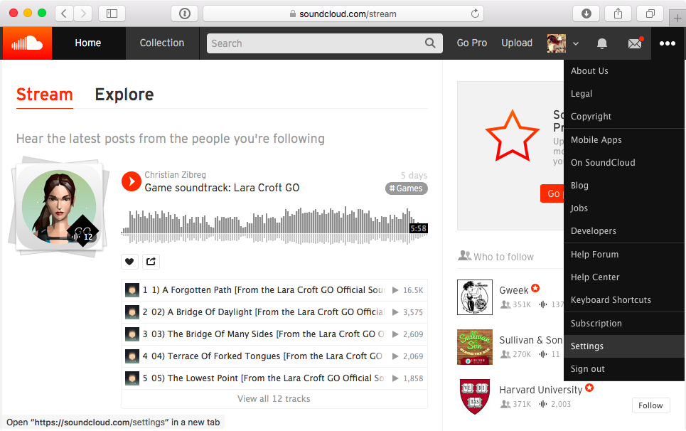 Delete SoundCloud account web screenshot 001