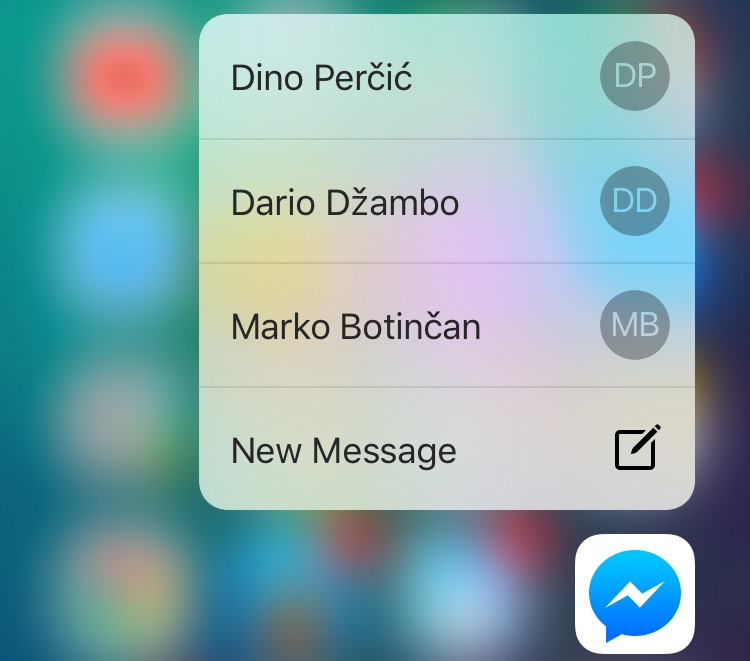 Facebook Messenger 52.0 for iOS 3D Touch Home screen shortcuts iPhone 6s screenshot 001