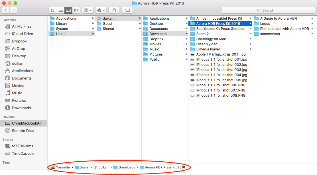 OS X El Capitan Finder Path Bar Mac screenshot 007
