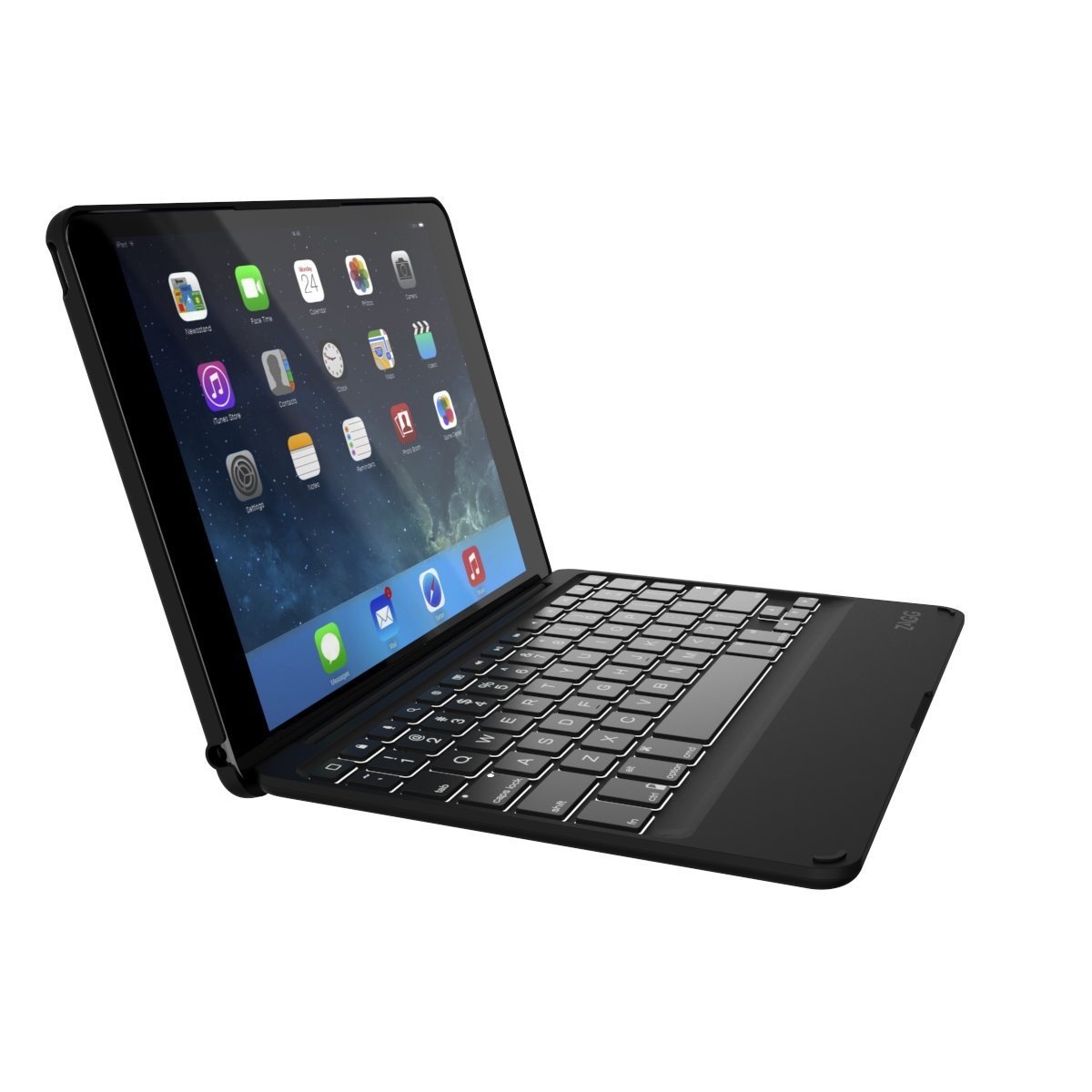 Black Hinged with Bluetooth Keyboard for iPad Air 2 ZAGG Folio Case 