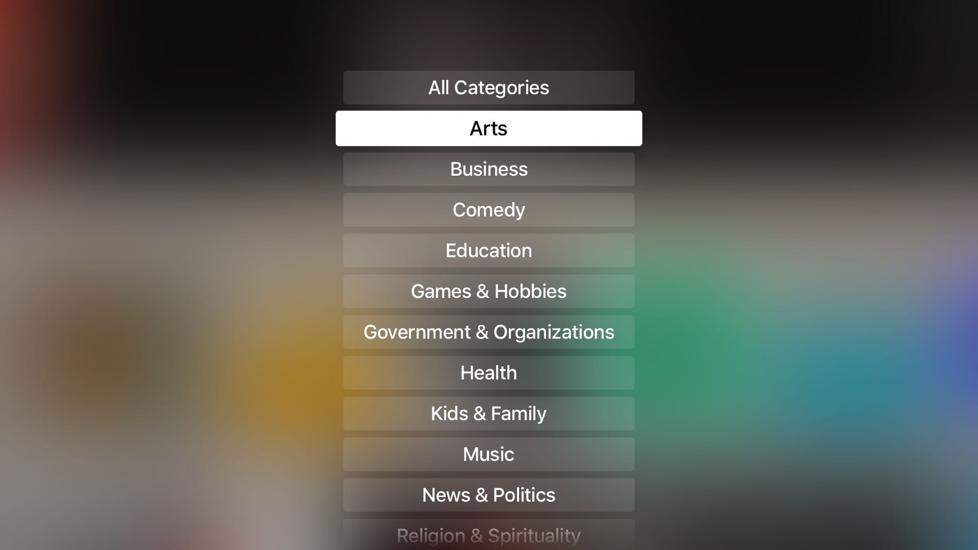 Apple TV Podcasts app tvOS screenshot 005