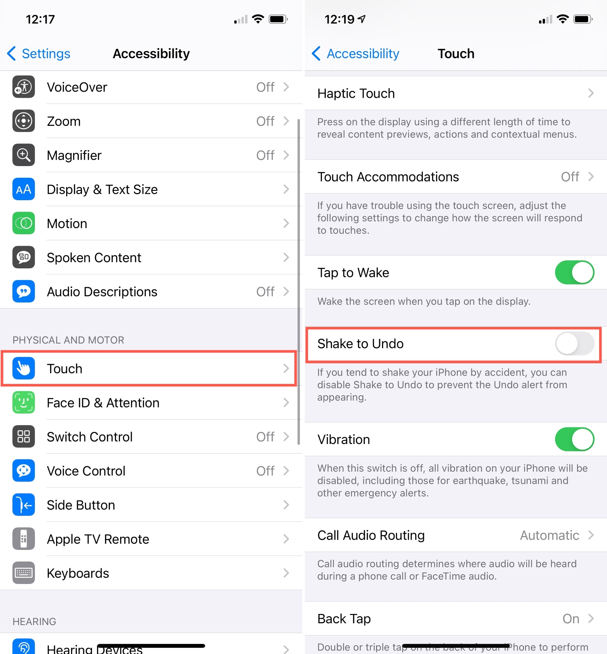 Disable Shake to Undo on iPhone