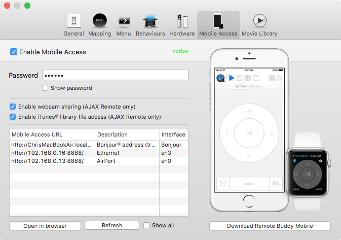 Remote Buddy for OS X Mac screenshot 001