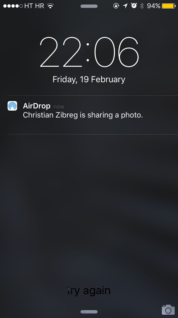 iOS 9 invite de partage de photos AirDrop iPhone capture d'écran 003