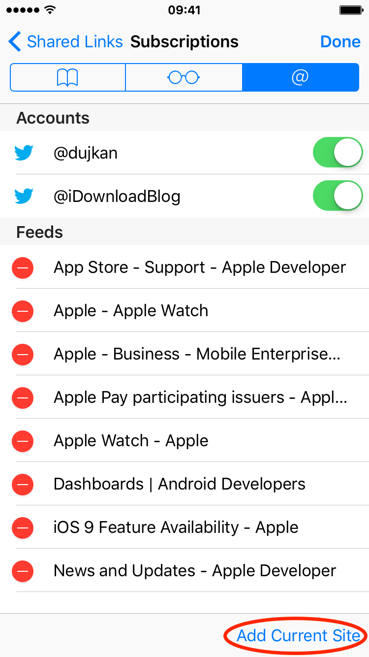 iOS 9 Safari Add to Shared Links iPhone screenshot 003