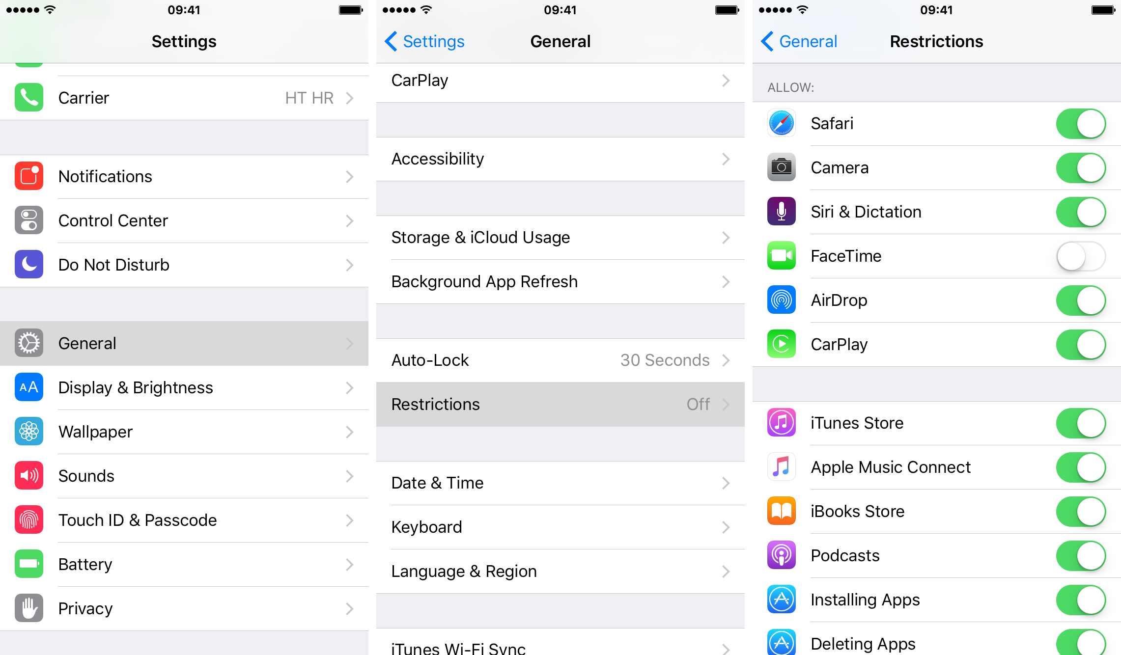 Restrictions relatives aux paramètres iOS 9 Désactiver la capture d'écran FaceTime pour iPhone 6s 00