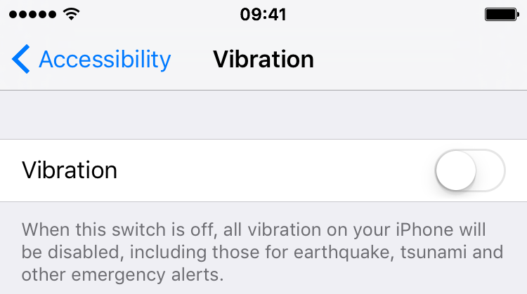 iOS 9 Settings how to disable vibration iPhone 6s screenshot 003