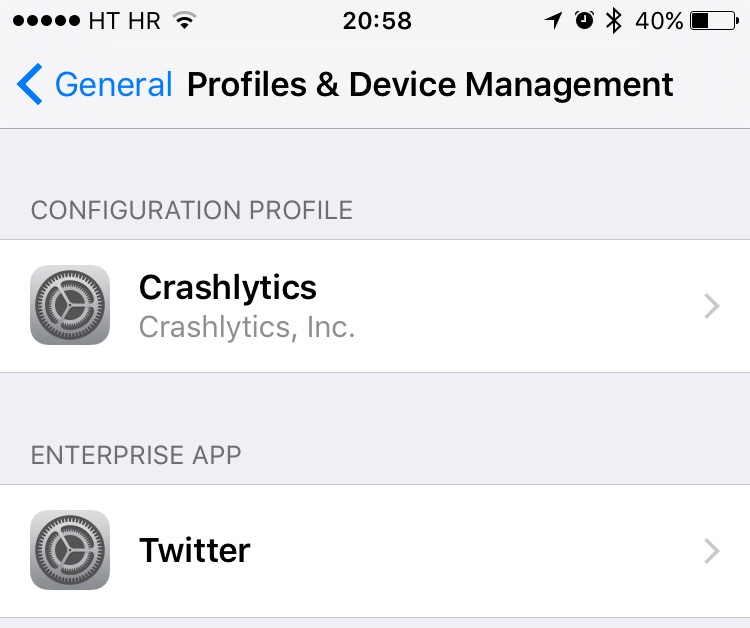 Delete iOS configuration profiles