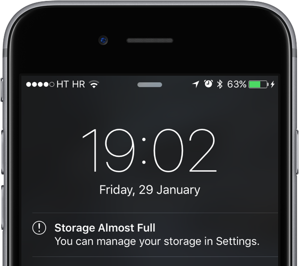 iOS Lock screen storage almost full iPhone