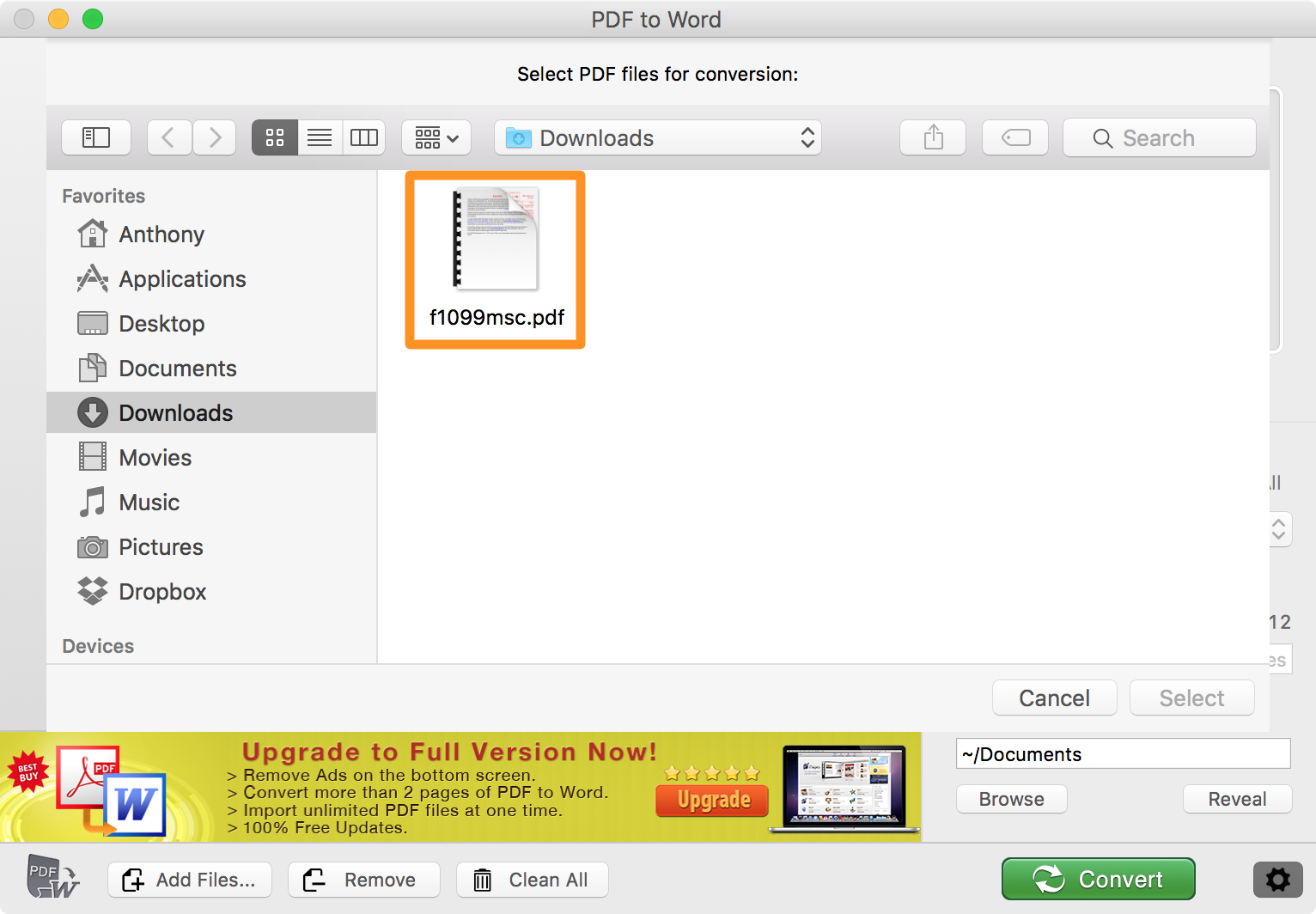 how to download a pdf to word on mac