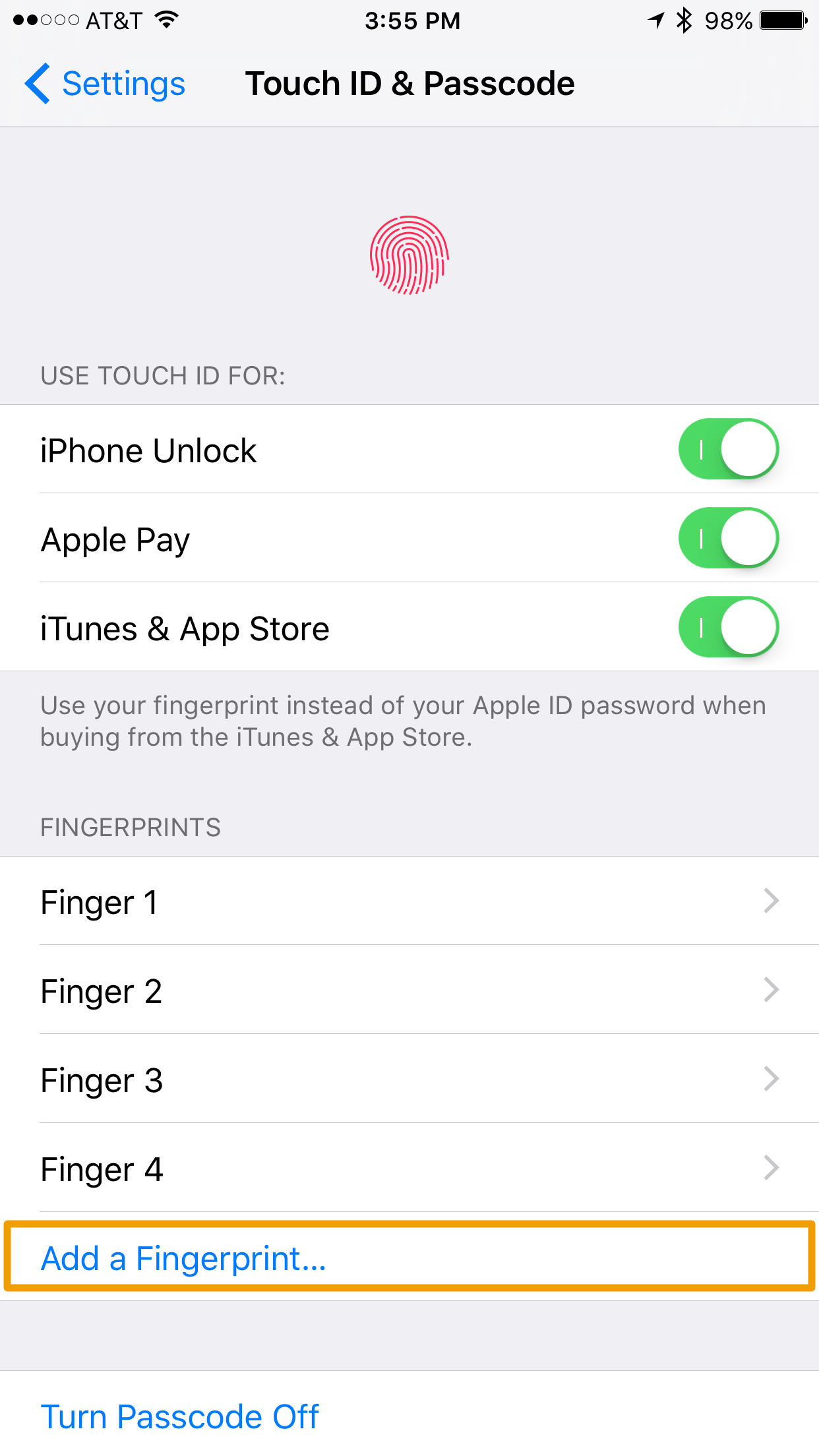 Touch ID not working - Add new Touch ID fingerprint