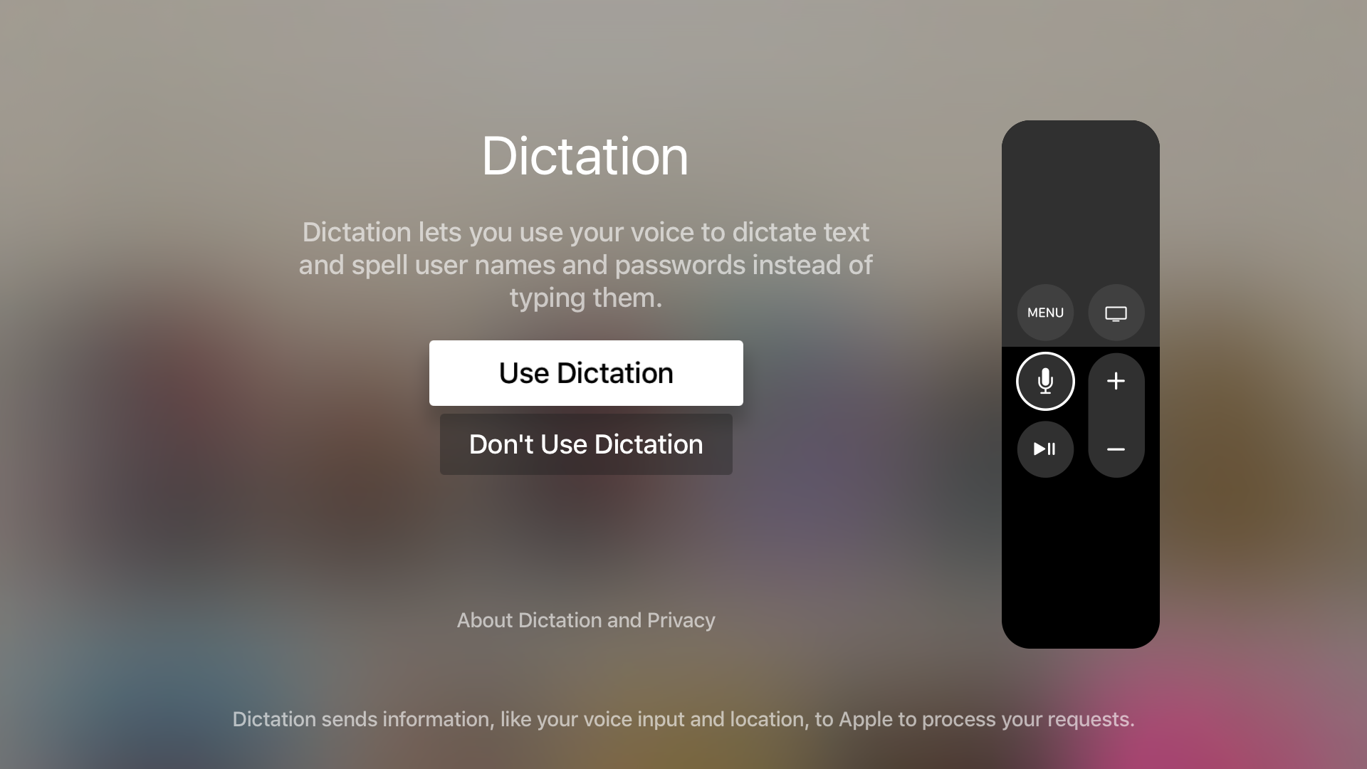 Apple TV Dictation Siri Remote