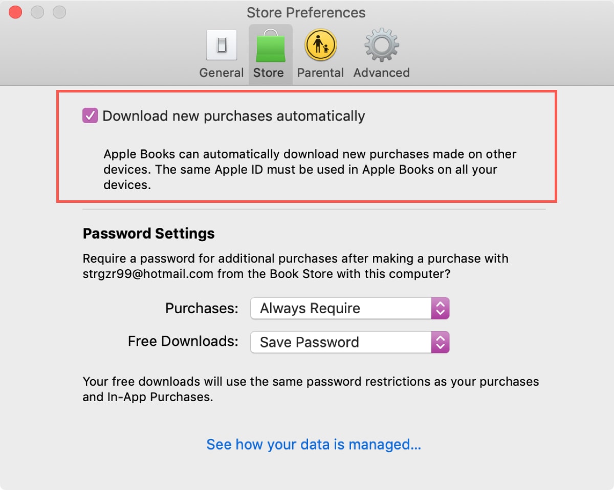 Automatic Downloads Apple Books Mac 