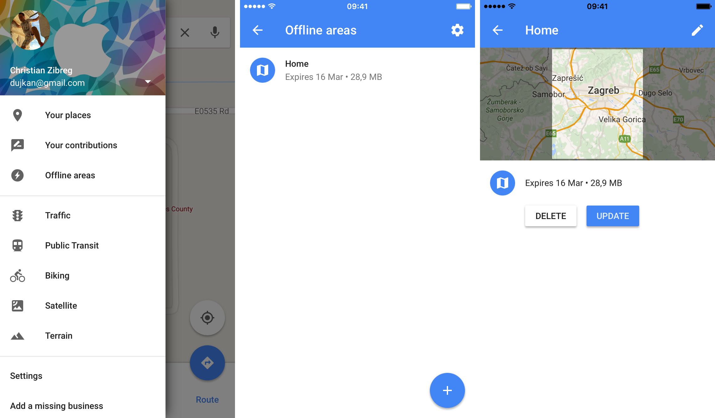 Google Maps for iOS remove saved maps