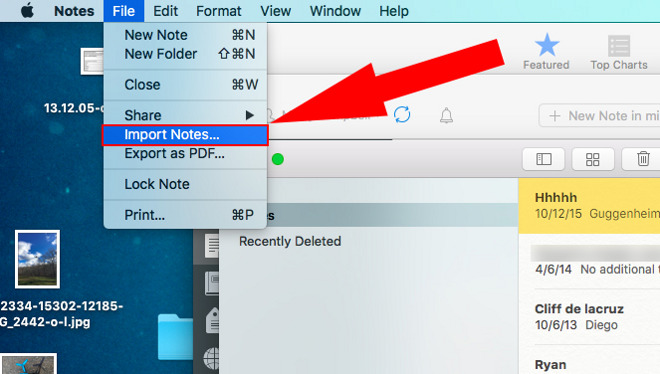OS X 10.11.4 El Capitan Notes import Mac screenshot 001