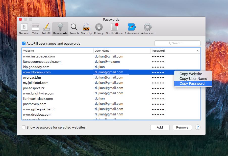 Copy password on Mac