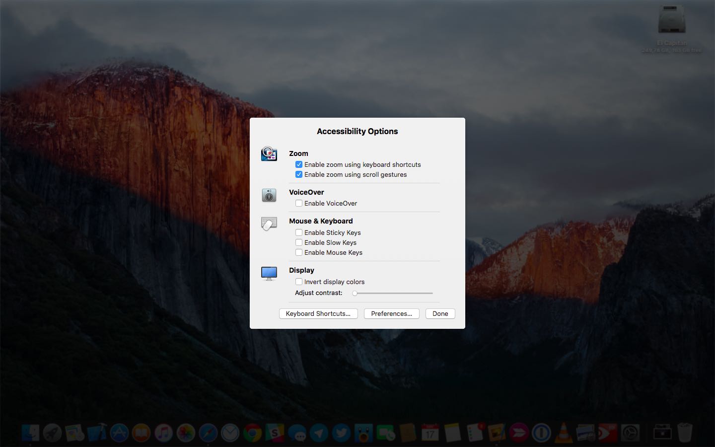 OS X Yosemite Accessibility Display options overlay Mac screenshot 001