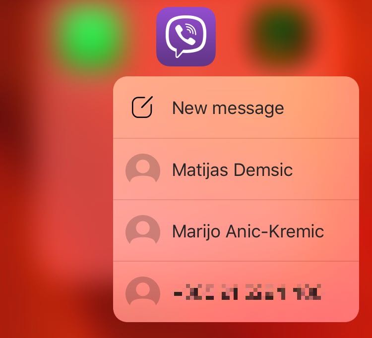 Viber 5.8 for iOS 3D Touch Home screen shortcuts