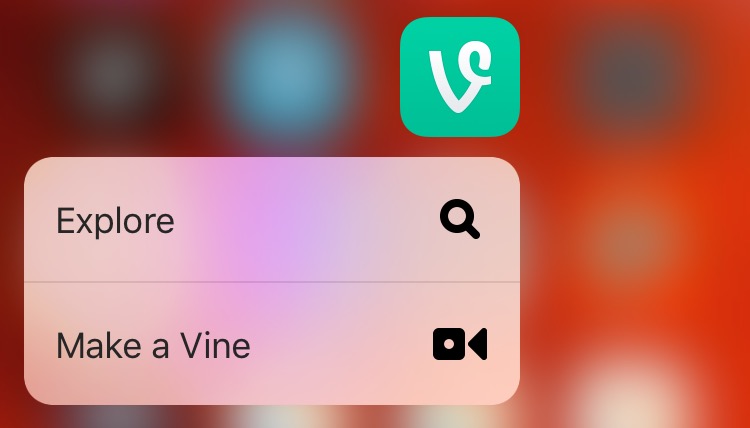 Vine 5.3 for iOS 3D Touch Home screen shortcuts iPhone 6s screenshot 001