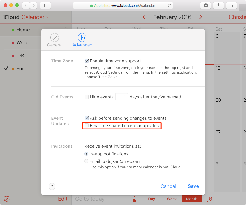 Stop receiving emails for subscribed calendars