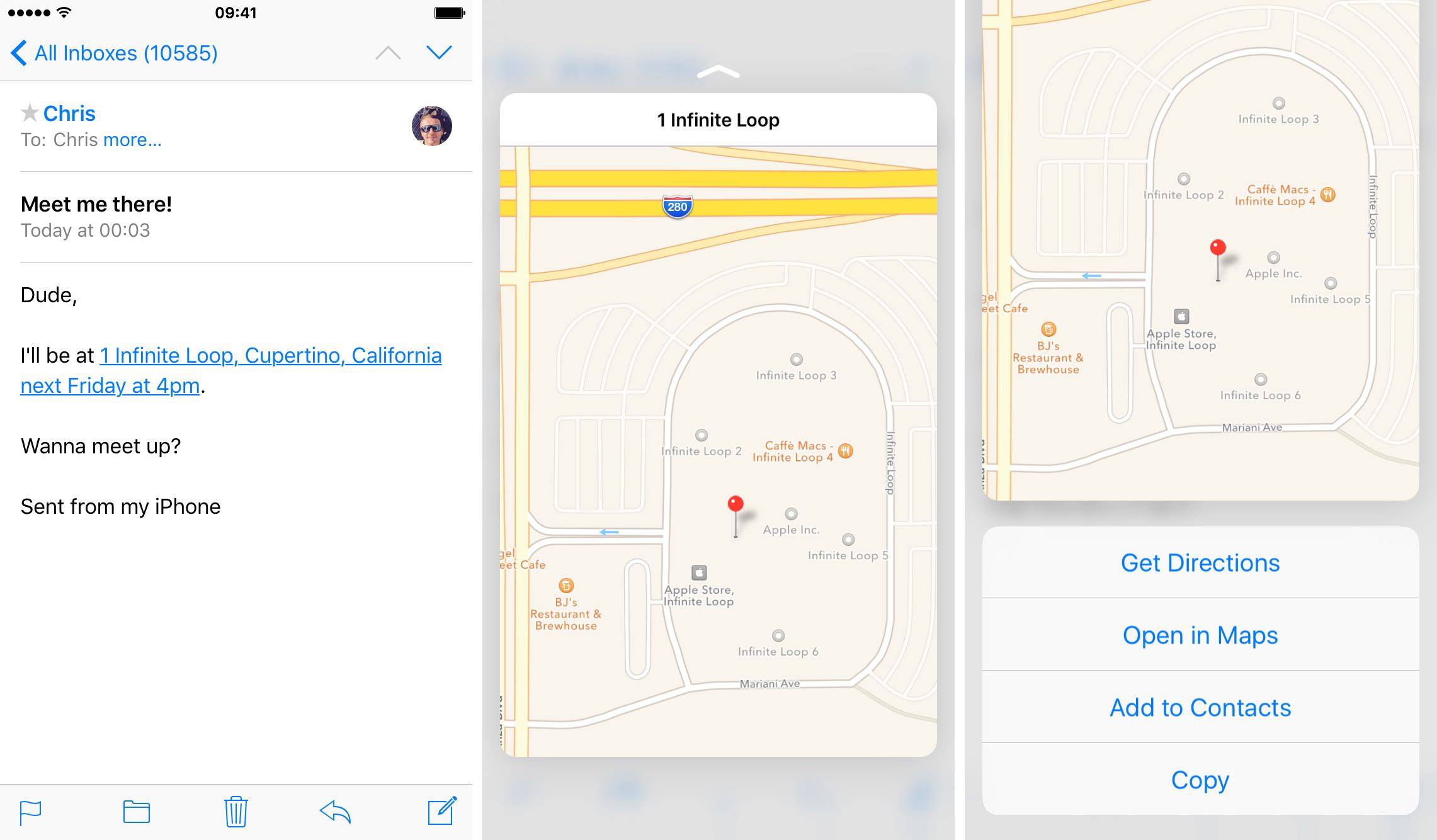 iOS 9 Mail 3D Touch Apple Maps preview iPhone 6s screenshot 002