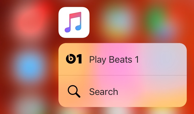iOS 9 Music 3D Touch Home screen shortcuts iPhone 6s screenshot 001