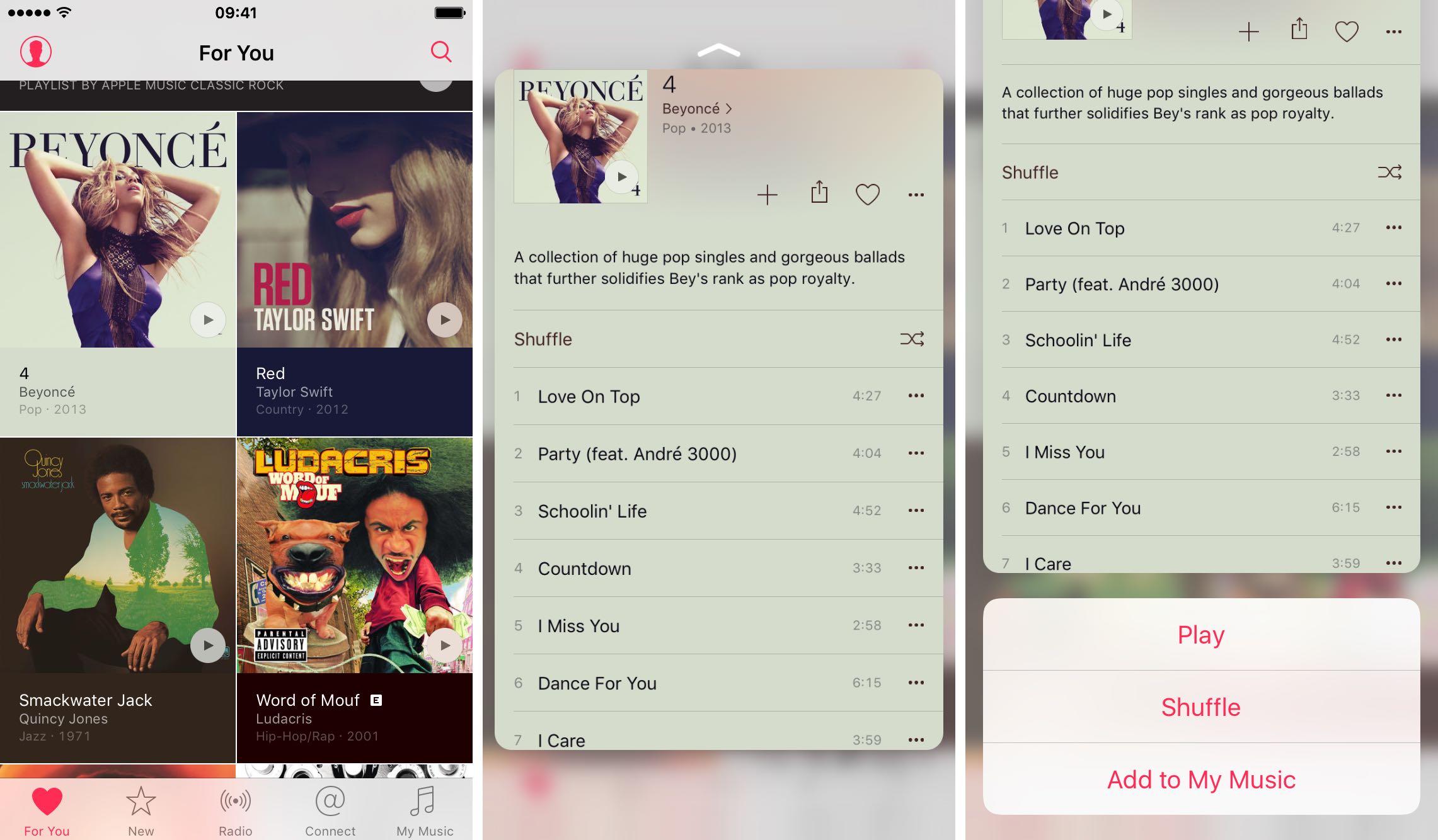 iOS 9 Music 3D Touch gestures iPhone 6s screenshot 004