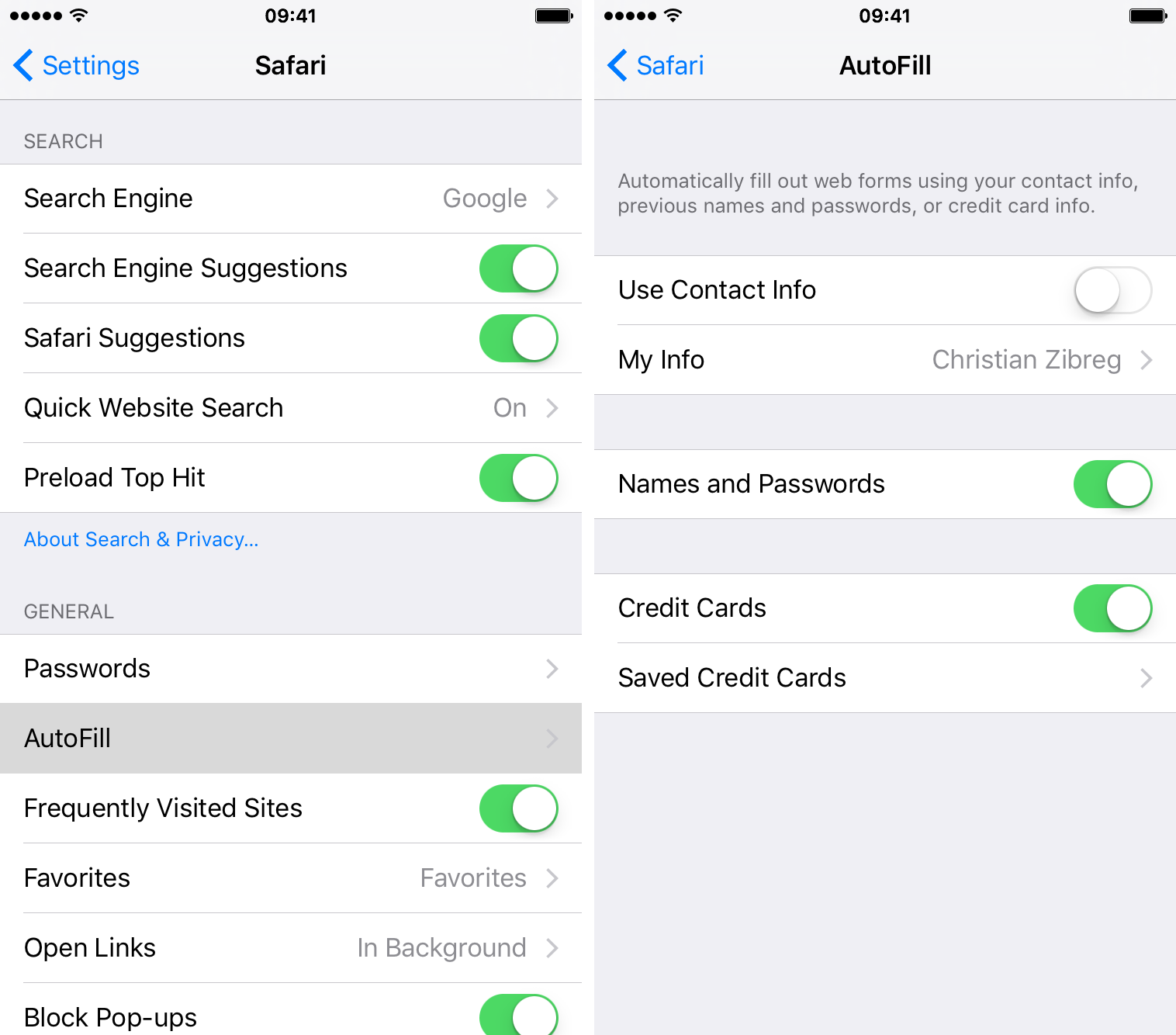 Autofill names and safari passwords for iOS
