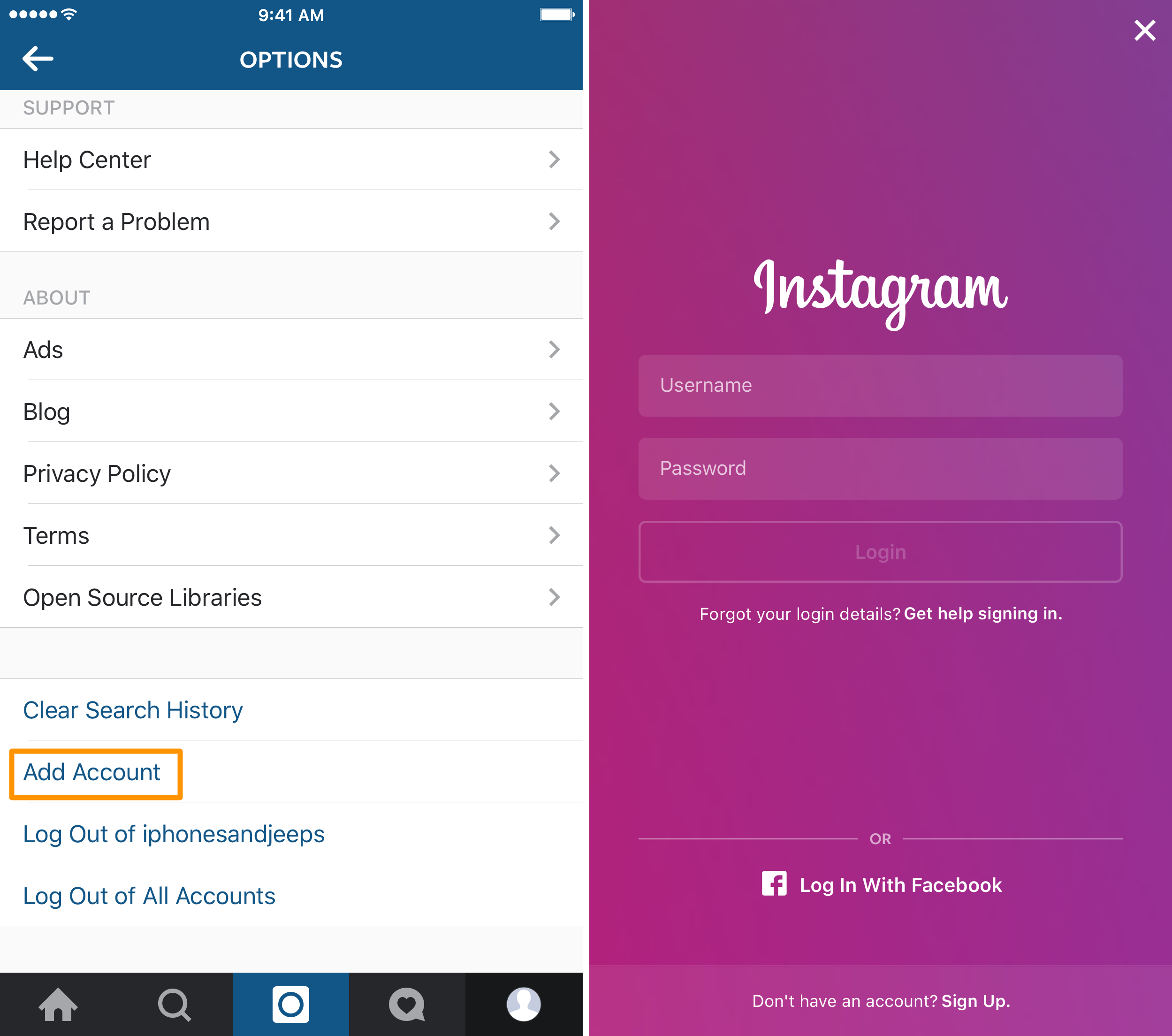 create multiple accounts in Instagram