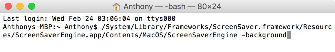 terminal command to set screensaver as wallpaper on Mac