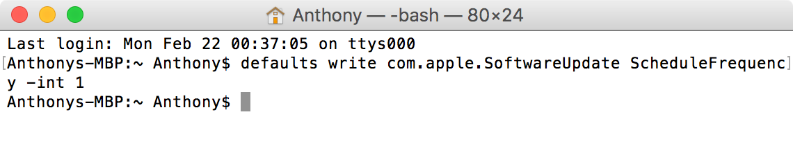 Check macOS update frequency with Terminal