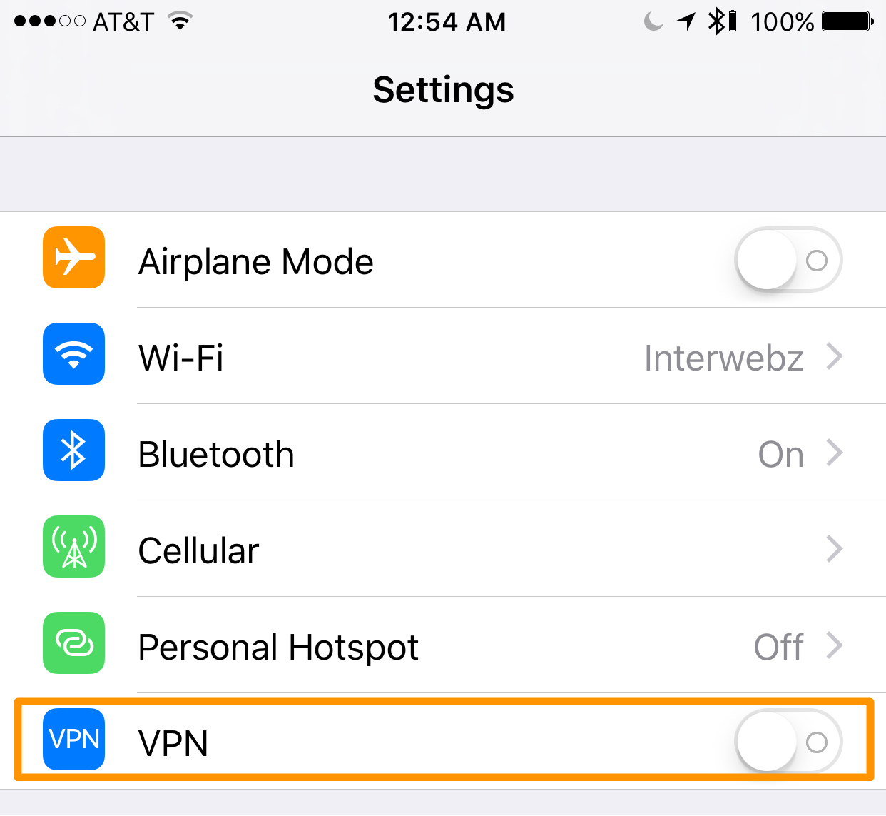 how to use a vpn on iphone - vpn settings toggle