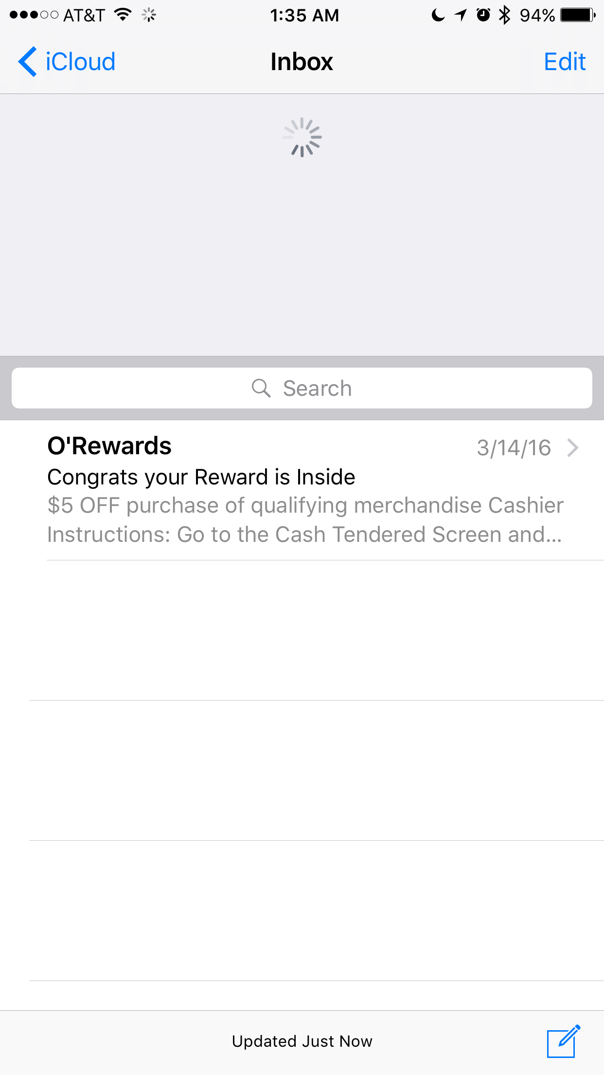 Pull to Refresh Mail app in iOS
